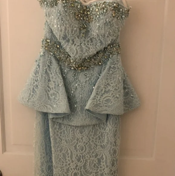 Tony Bowls prom pageant dress peplum blue gown 4